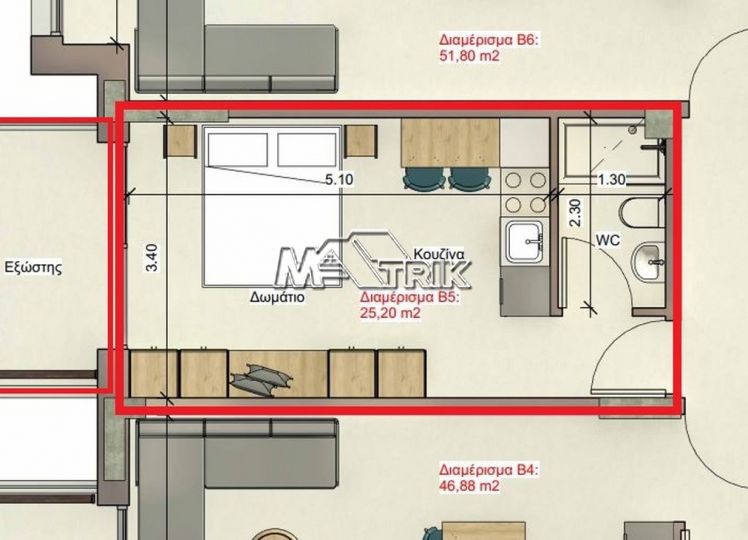 Studio / γκαρσονιέρα 30 τ.μ. προς πώληση, Νέα Καλλικράτεια
