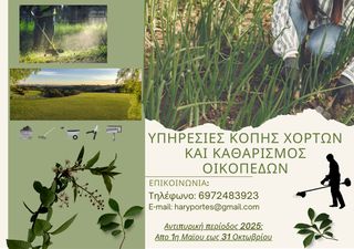Υπηρεσίες κοπής χόρτων και καθαρισμός οικοπέδων