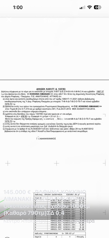 Οικόπεδο 1.000 τ.μ. πρός πώληση, Αττική - Υπόλοιπο, Ραφήνα