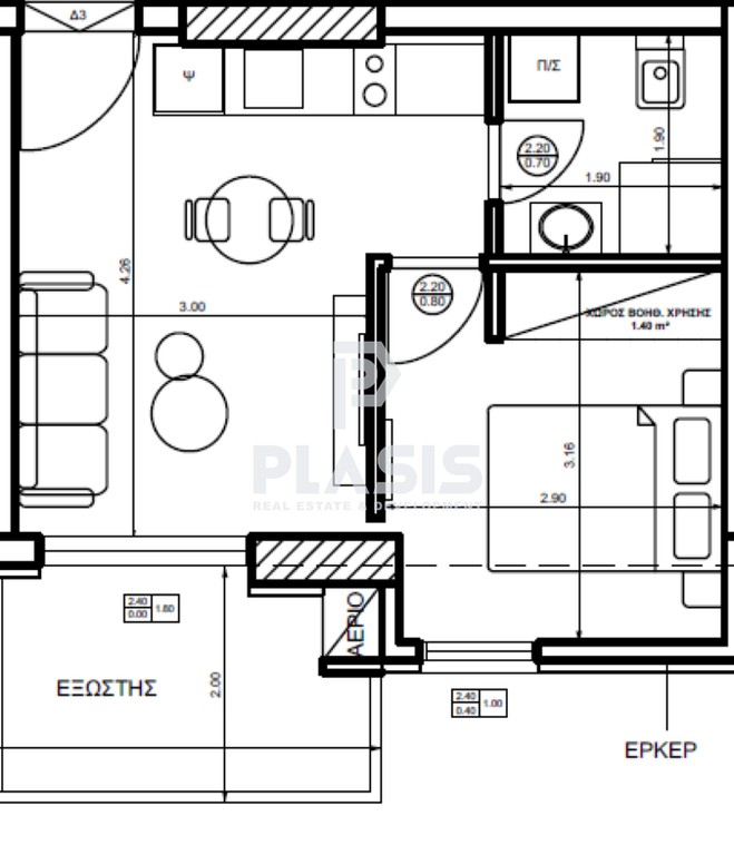 Studio / γκαρσονιέρα 40 τ.μ. προς πώληση, Άνωθεν Περιφερειακού Ευόσμου