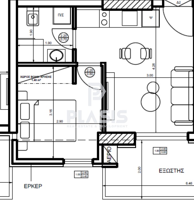 Studio / γκαρσονιέρα 40 τ.μ. προς πώληση, Άνωθεν Περιφερειακού Ευόσμου