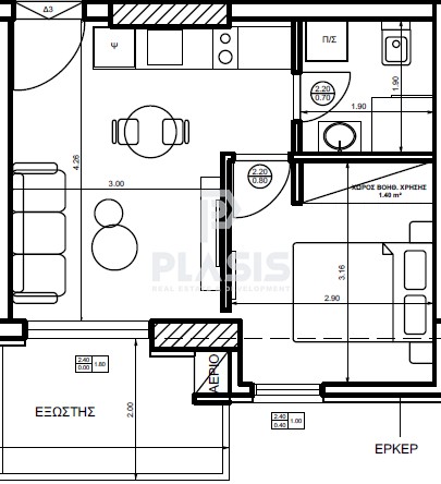 Studio / γκαρσονιέρα 40 τ.μ. προς πώληση, Άνωθεν Περιφερειακού Ευόσμου