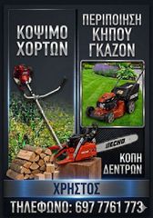 Κόψιμο χόρτων, περιποίηση κήπου γκαζόν, κοπή δέντρων