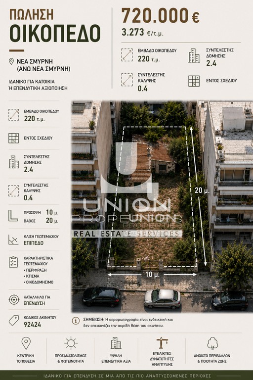 Οικόπεδο 220 τ.μ. πρός πώληση, Αθήνα - Νότια Προάστια, Νέα Σμύρνη