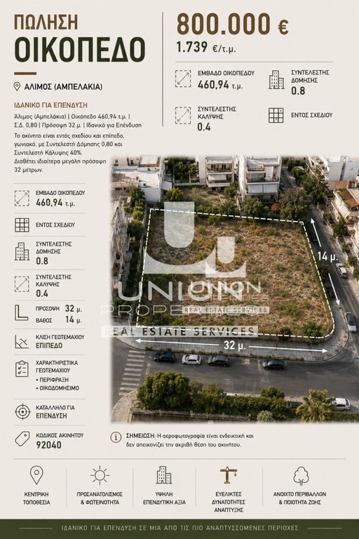 Οικόπεδο 460 τ.μ. πρός πώληση, Αθήνα - Νότια Προάστια, Άλιμος