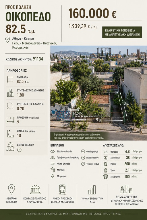 Οικόπεδο 82,50 τ.μ. πρός πώληση, Αθήνα - Κέντρο, Γκάζι - Μεταξουργείο - Βοτανικός