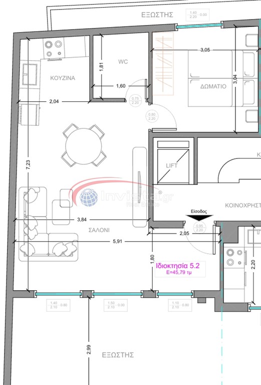 Studio / γκαρσονιέρα 50 τ.μ. προς πώληση, Ιπποκράτειο
