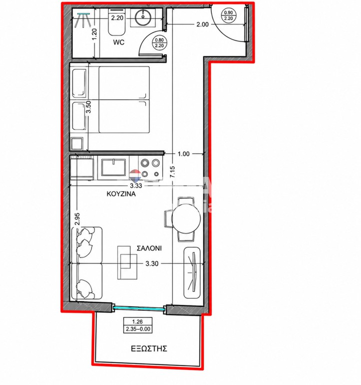 Studio / γκαρσονιέρα 29 τ.μ. προς πώληση, Άγιος Δημήτριος Θεσσαλονίκης