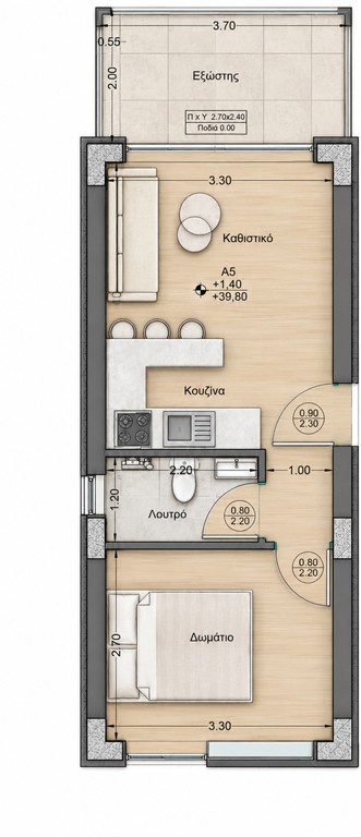 Studio / γκαρσονιέρα 40,60 τ.μ. προς πώληση, Καλλιθέα Κασσάνδρας