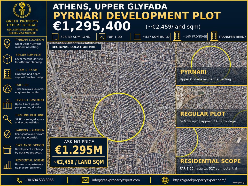 Οικόπεδο 526 τ.μ. πρός πώληση, Αθήνα - Νότια Προάστια, Γλυφάδα