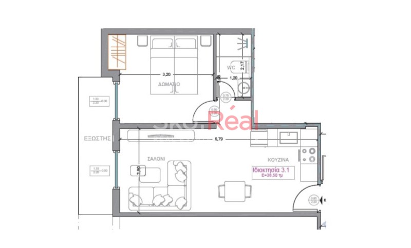Studio / γκαρσονιέρα 38 τ.μ. προς πώληση, Διοικητήριο