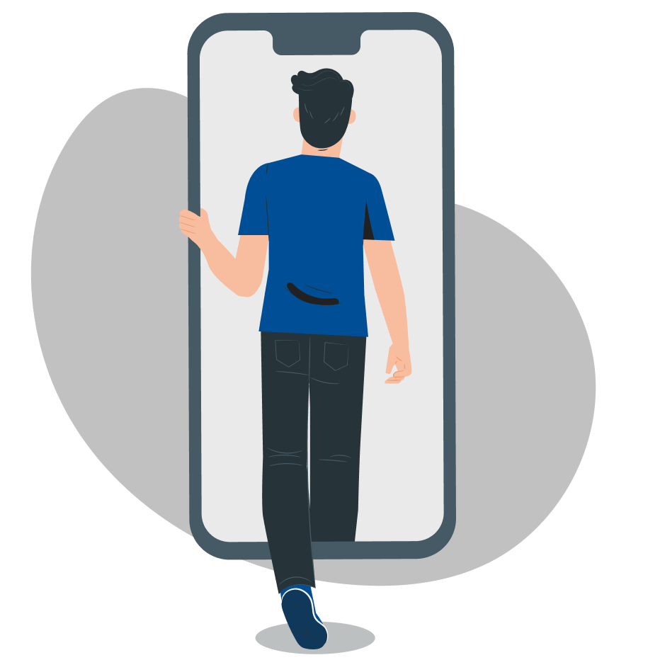 Person stepping into phone